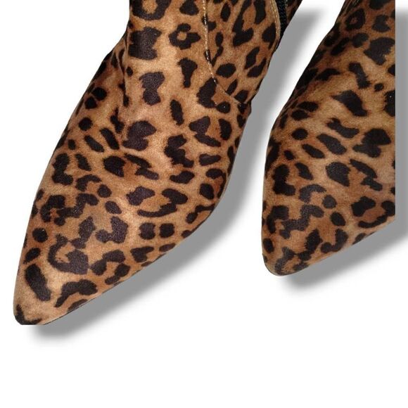 Eloquii Womens Boots Animal Print Sz 8w Browns Faux Suede Ankle Zip Stretch Tab - Picture 5 of 14